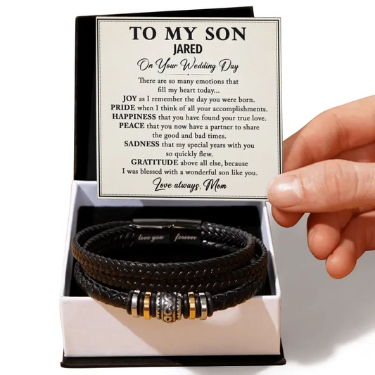 Personalized Wedding Gift For Son From Mom - "Love You Forever" Bracelet