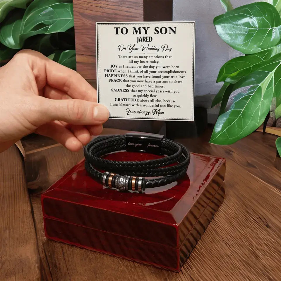 Personalized Wedding Gift For Son From Mom - "Love You Forever" Bracelet