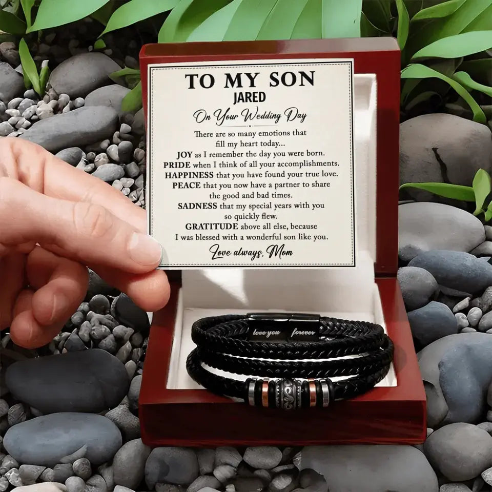 Personalized Wedding Gift For Son From Mom - "Love You Forever" Bracelet