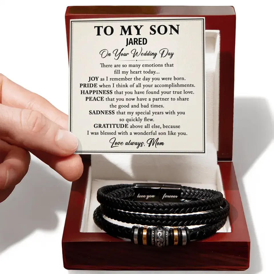 Personalized Wedding Gift For Son From Mom - "Love You Forever" Bracelet