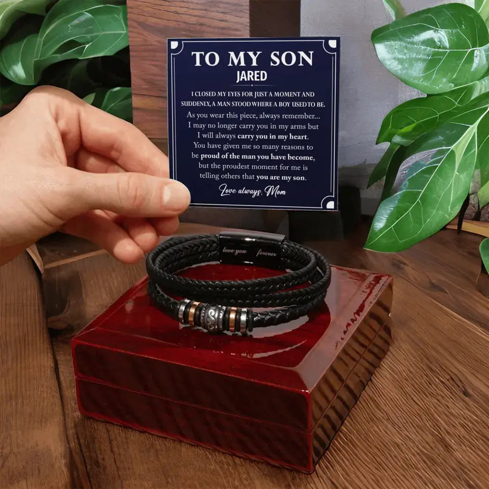 Personalized Gift For Son From Mom - "Love You Forever" Bracelet