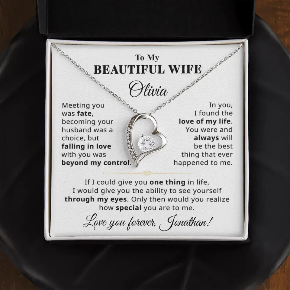 To My Beautiful Wife - Personalizable Necklace Gift Set