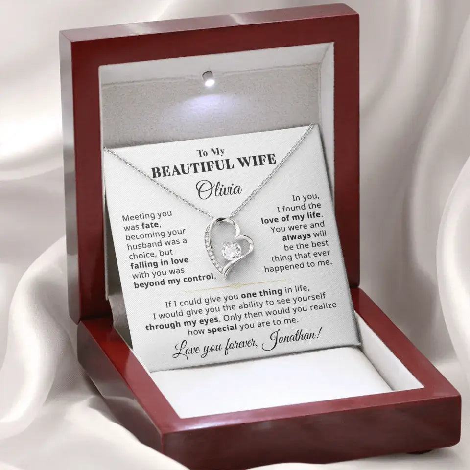 To My Beautiful Wife - Personalizable Necklace Gift Set