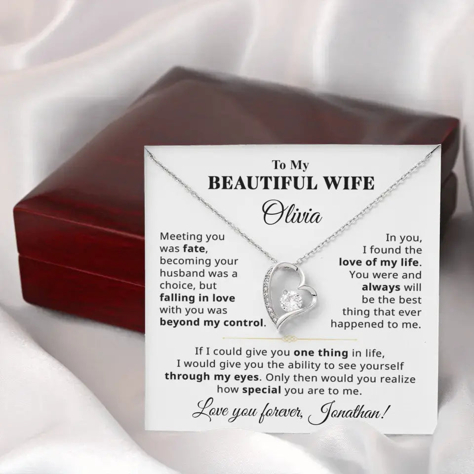 To My Beautiful Wife - Personalizable Necklace Gift Set