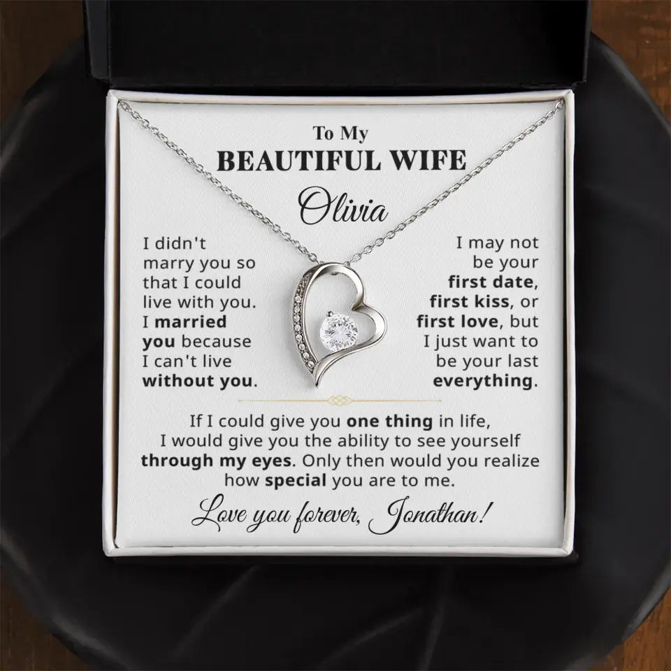 To My Beautiful Wife - Personalizable Necklace Gift Set - W2