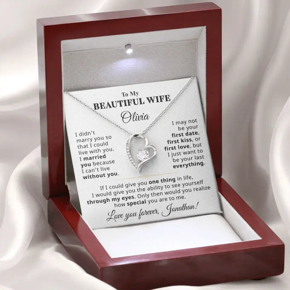 To My Beautiful Wife - Personalizable Necklace Gift Set - W2