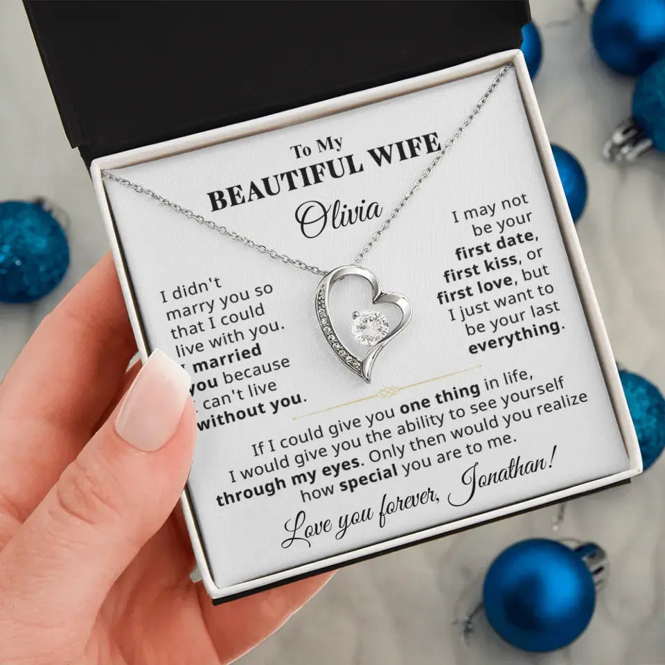 To My Beautiful Wife - Personalizable Necklace Gift Set - W2