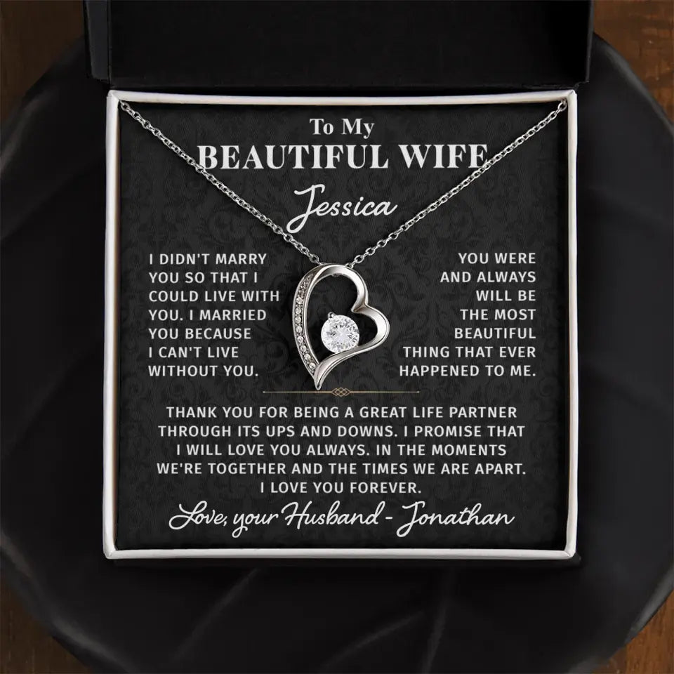 To My Beautiful Wife - Personalizable Necklace Gift Set - W3