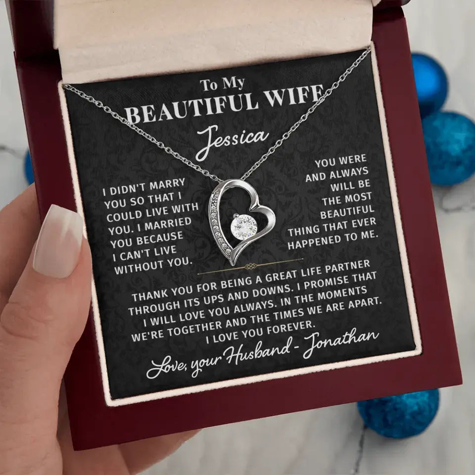 To My Beautiful Wife - Personalizable Necklace Gift Set - W3