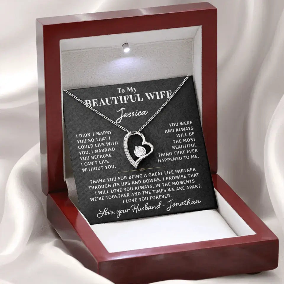 To My Beautiful Wife - Personalizable Necklace Gift Set - W3