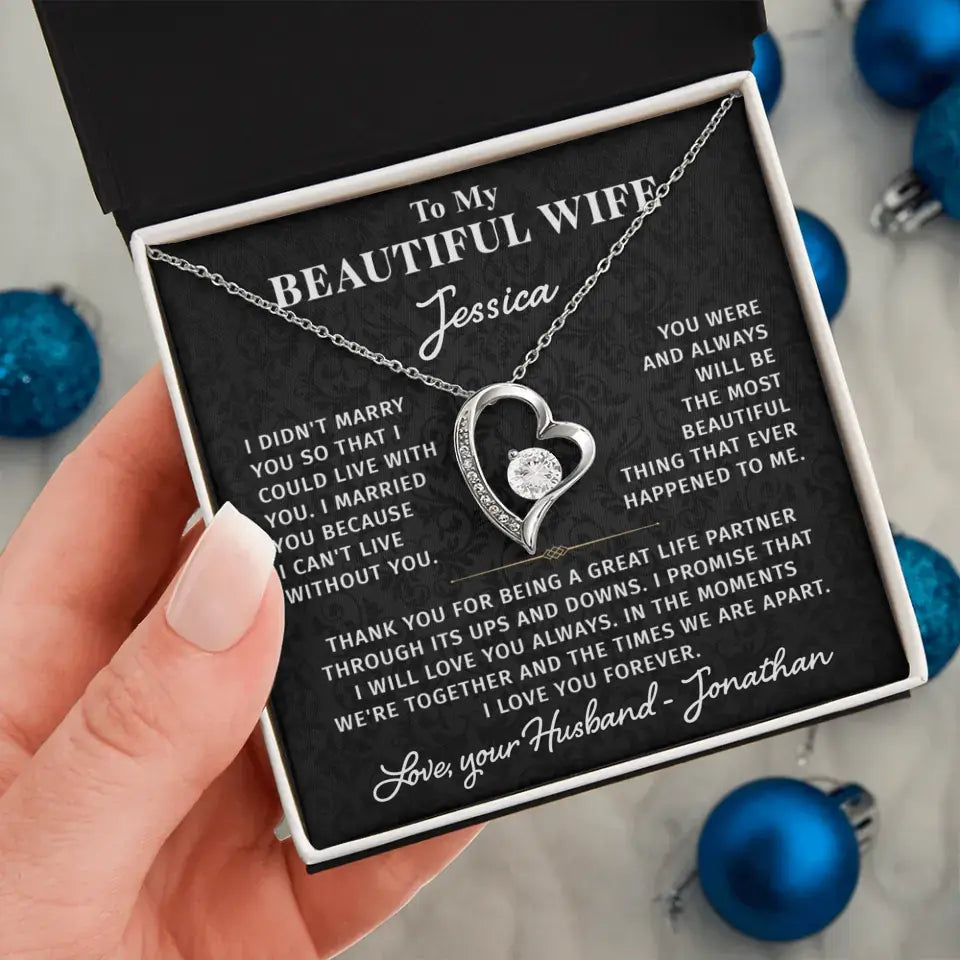 To My Beautiful Wife - Personalizable Necklace Gift Set - W3