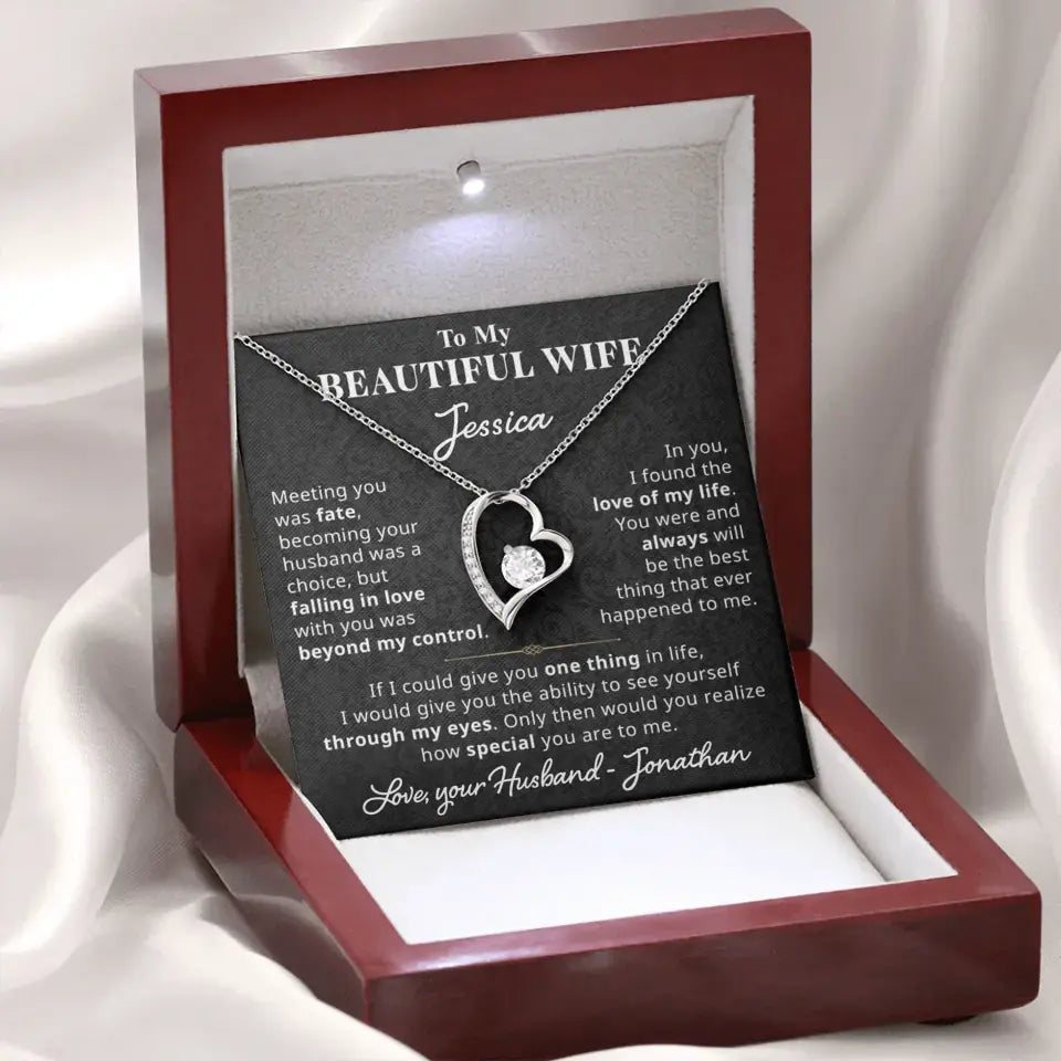 To My Beautiful Wife - Personalizable Necklace Gift Set - W4