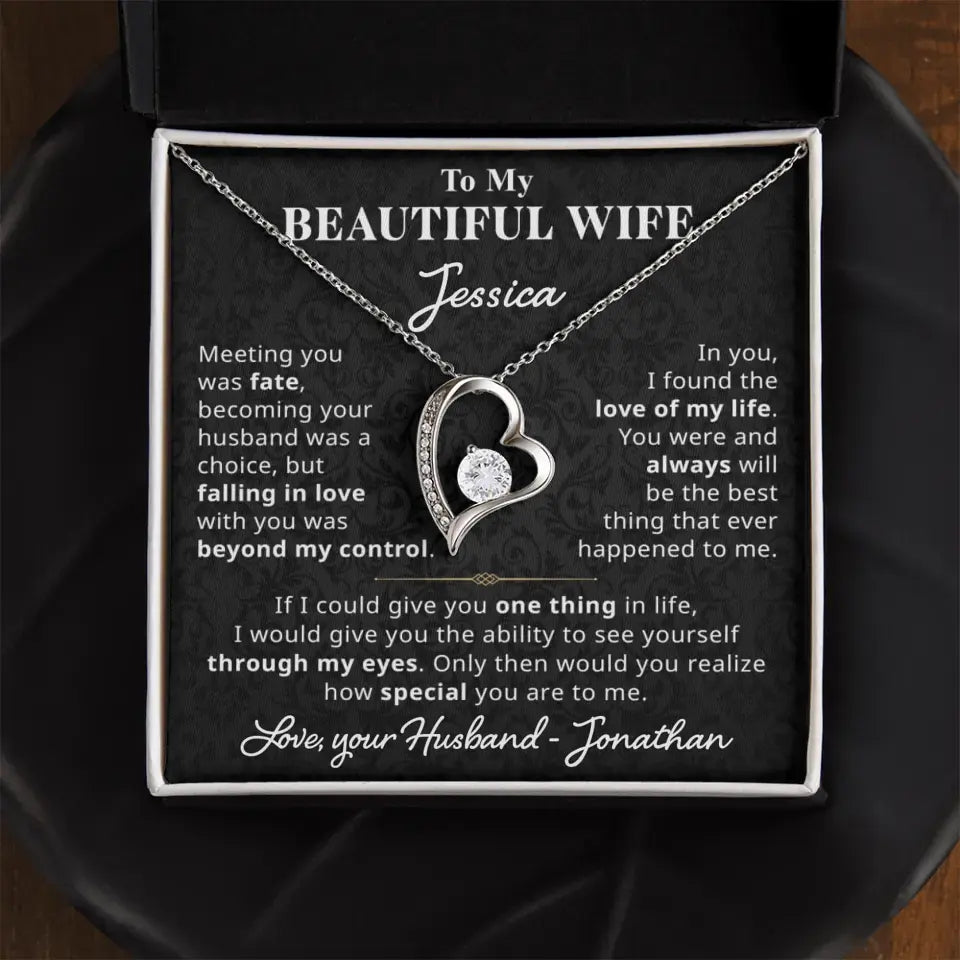 To My Beautiful Wife - Personalizable Necklace Gift Set - W4