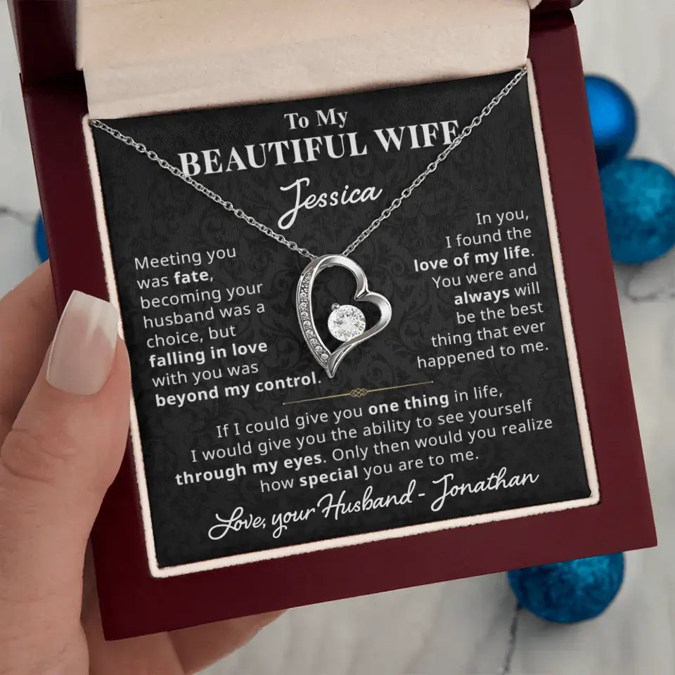 To My Beautiful Wife - Personalizable Necklace Gift Set - W4