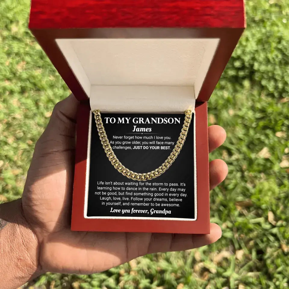 Personalized Gift For Grandson- Cuban Link Chain - GS3