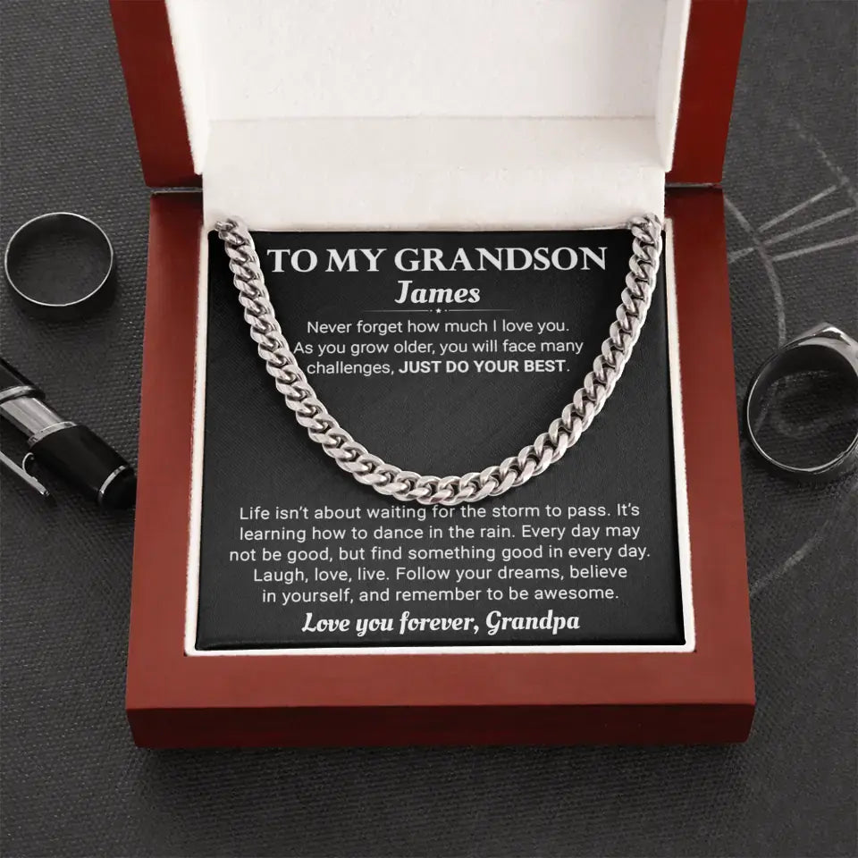 Personalized Gift For Grandson- Cuban Link Chain - GS3