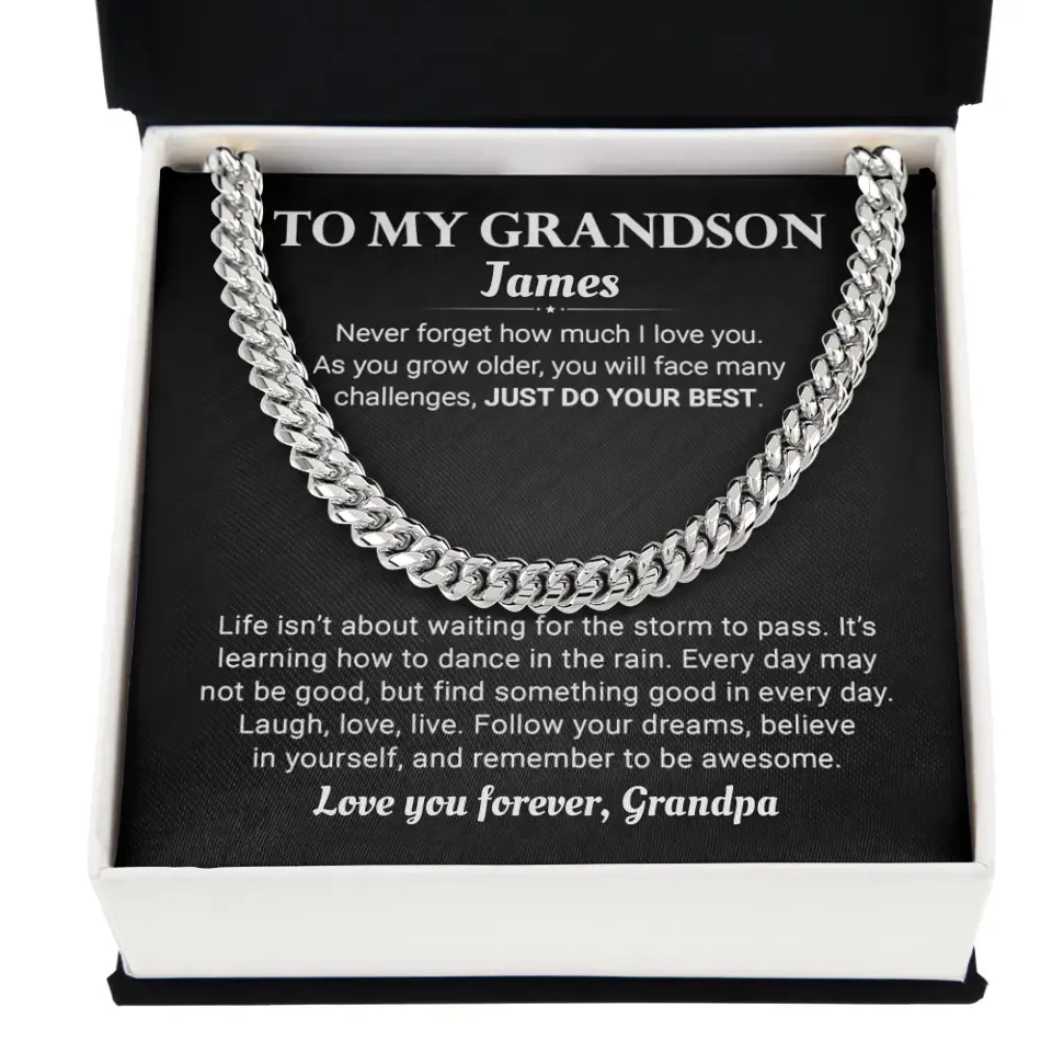 Personalized Gift For Grandson- Cuban Link Chain - GS3