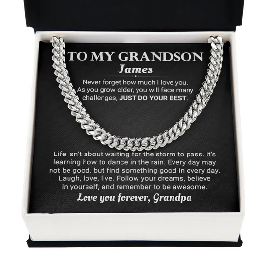 Personalized Gift For Grandson- Cuban Link Chain - GS3