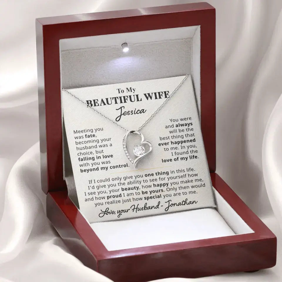 To My Beautiful Wife - Personalizable Necklace Gift Set - W5