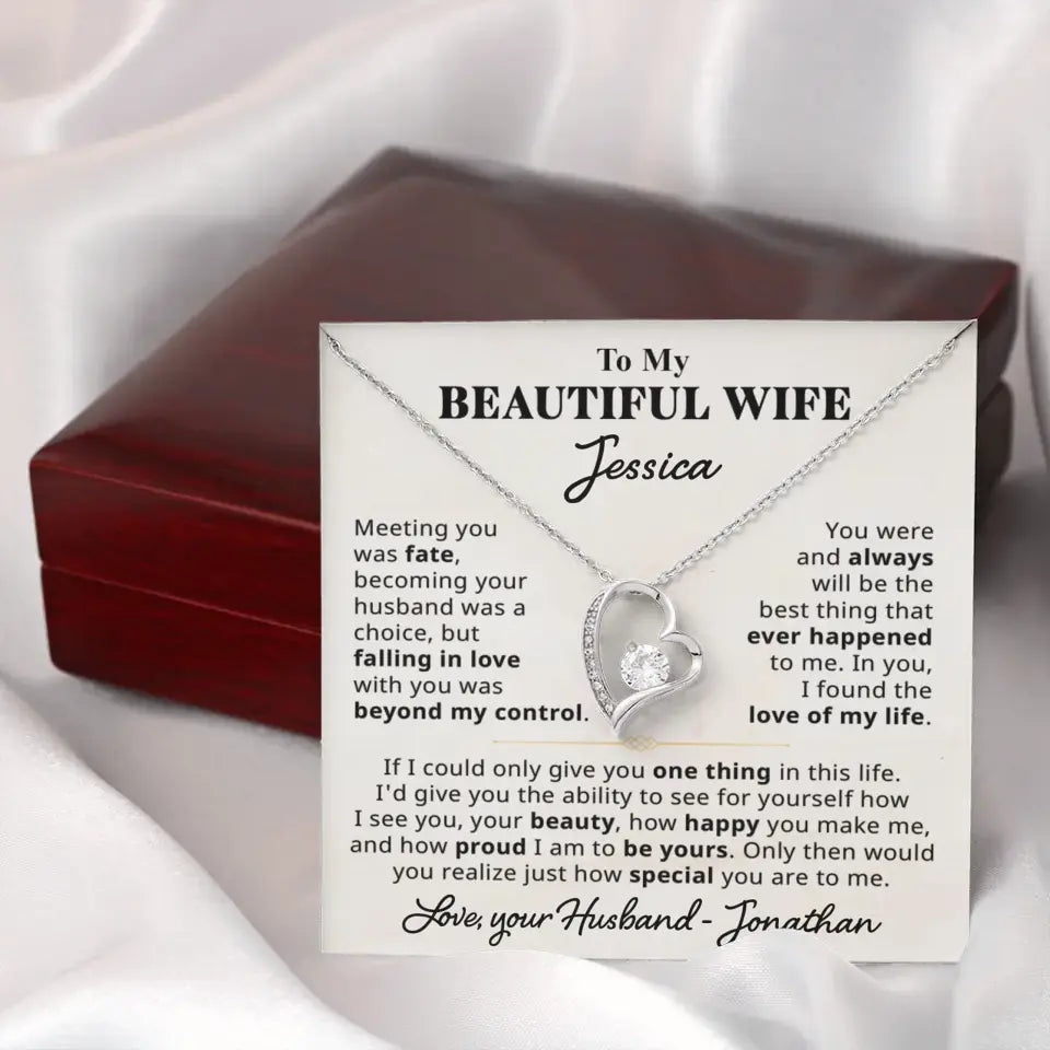 To My Beautiful Wife - Personalizable Necklace Gift Set - W5