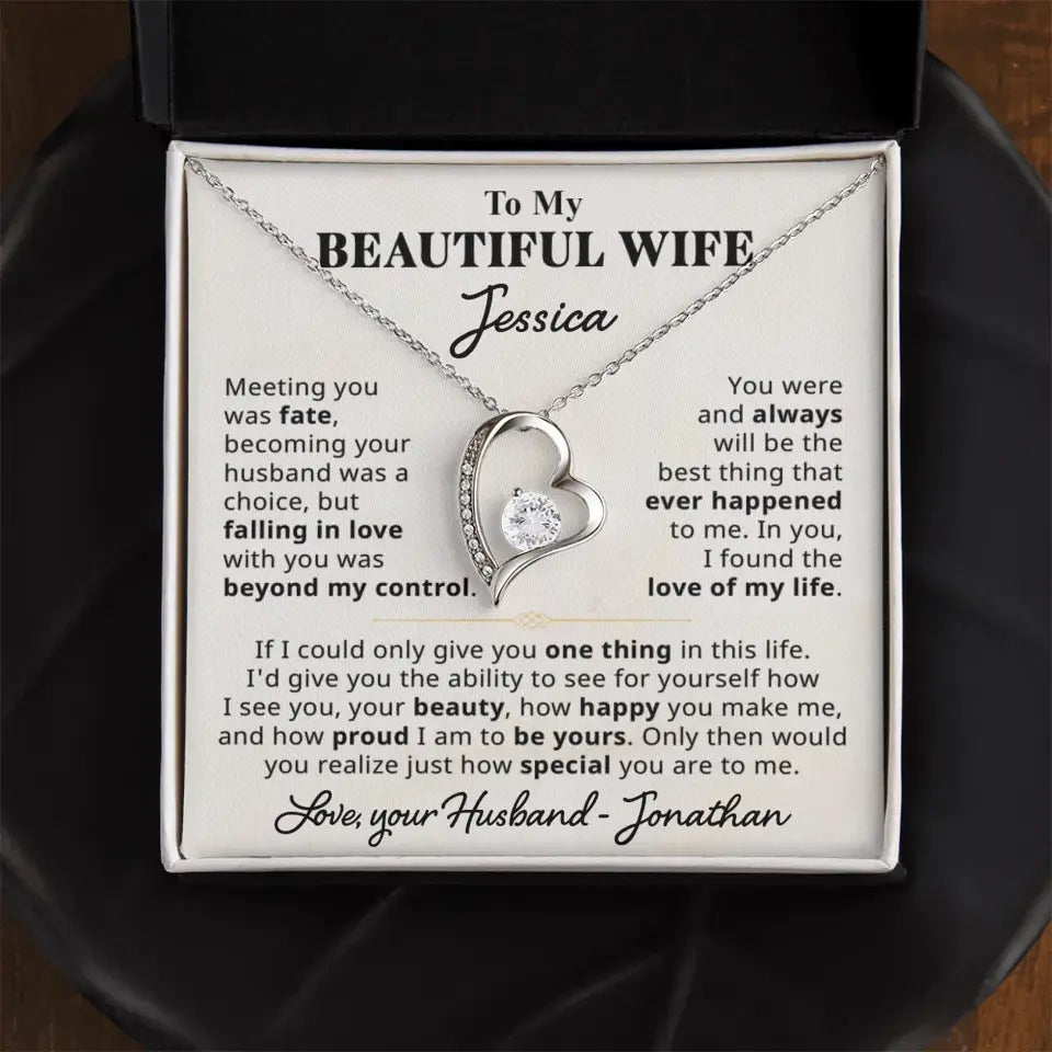 To My Beautiful Wife - Personalizable Necklace Gift Set - W5