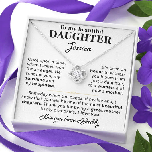 To My Beautiful Daughter - Personalized Necklace Gift Set - D9