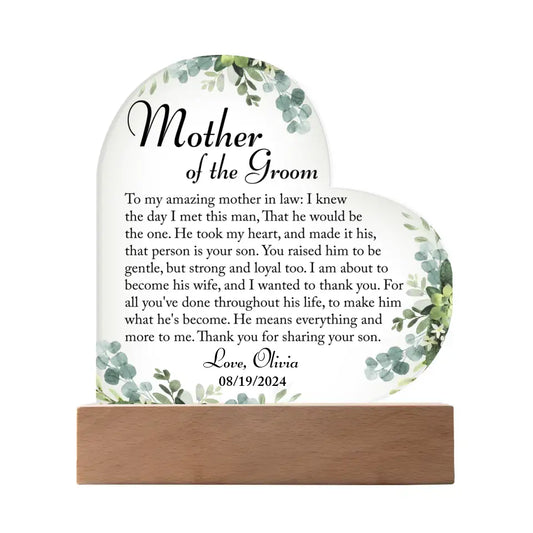 Mother of the Groom Gift, Personalized Mother of the Groom Gift Plaque, Gift from Bride - 3