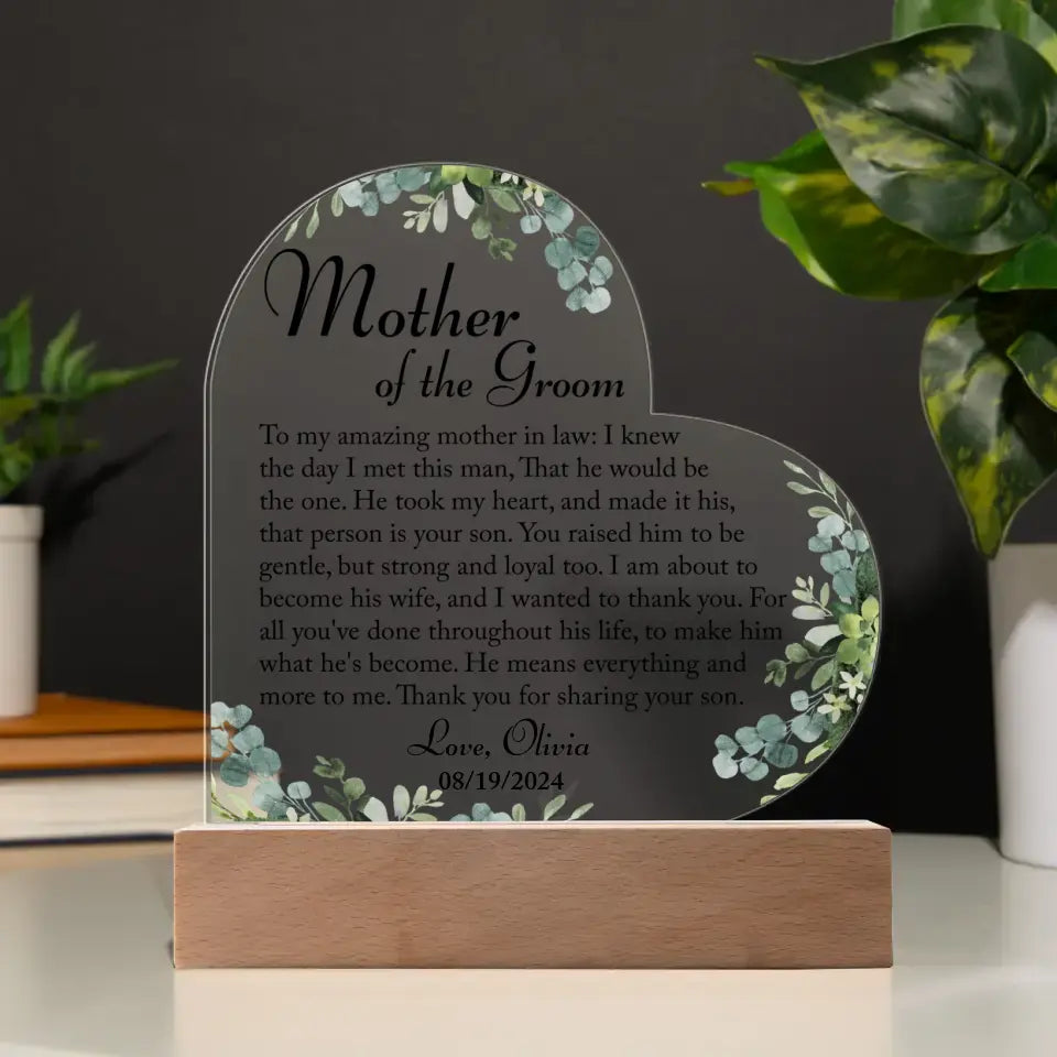 Mother of the Groom Gift, Personalized Mother of the Groom Gift Plaque, Gift from Bride - 3