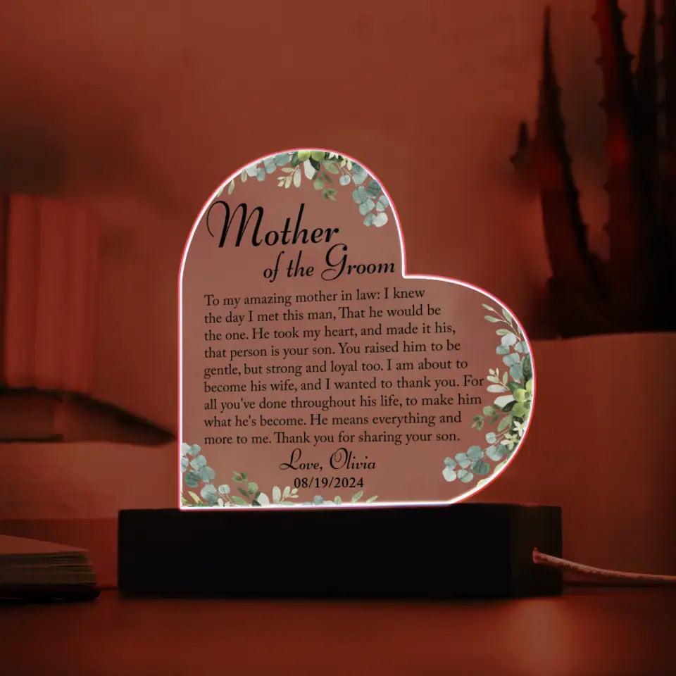 Mother of the Groom Gift, Personalized Mother of the Groom Gift Plaque, Gift from Bride - 3