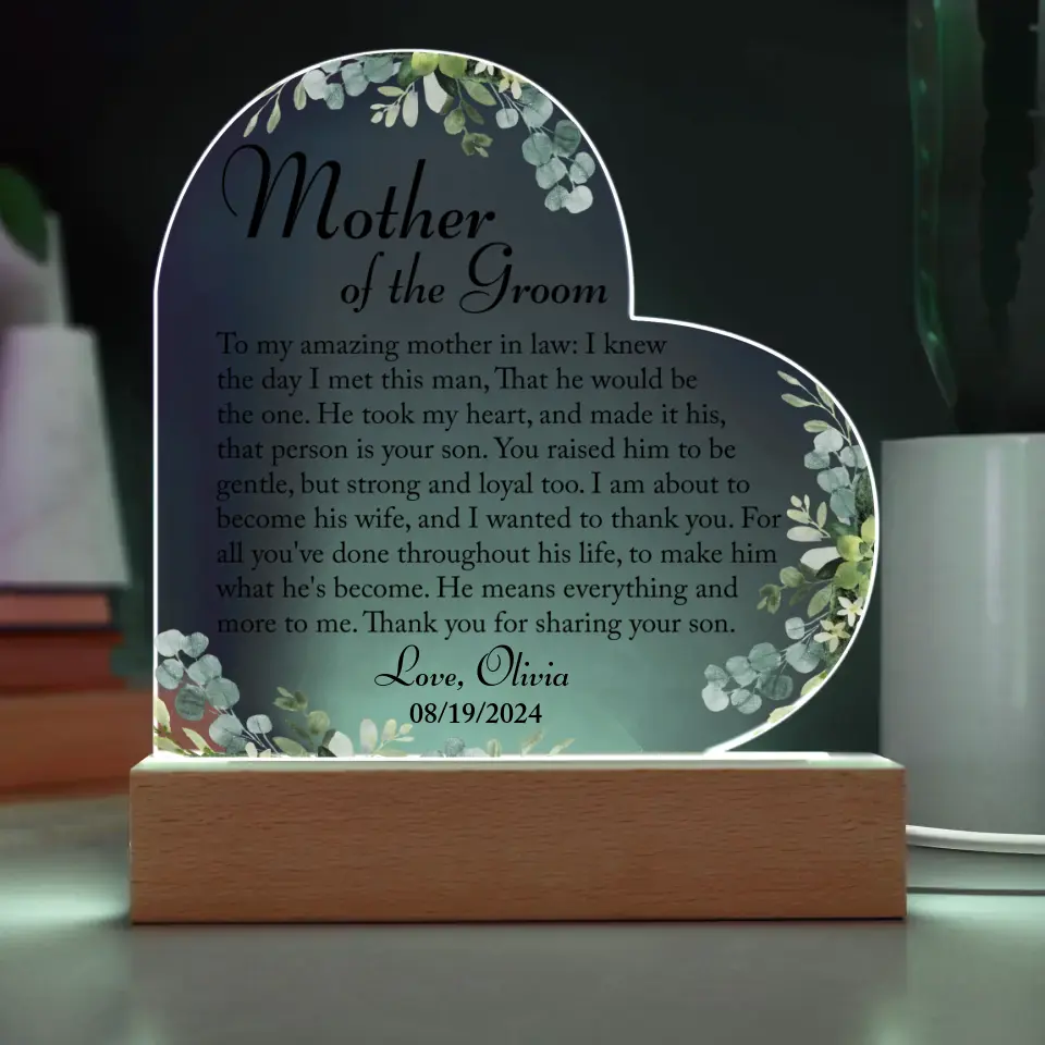 Mother of the Groom Gift, Personalized Mother of the Groom Gift Plaque, Gift from Bride - 3