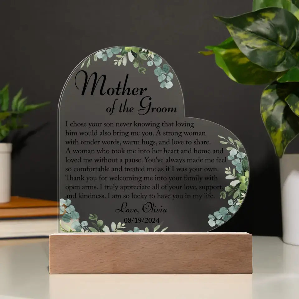 Mother of the Groom Gift, Personalized Mother of the Groom Gift Plaque, Gift from Bride - 4