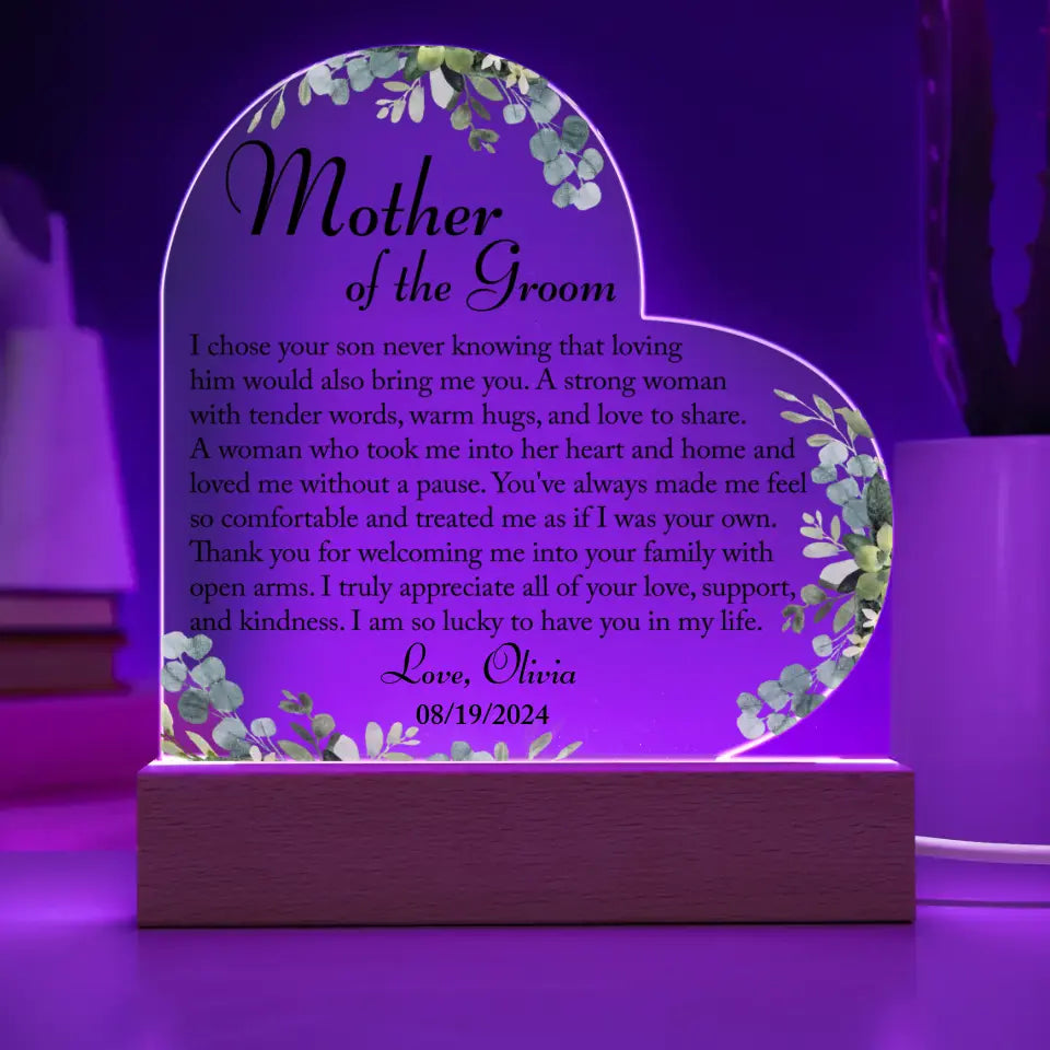 Mother of the Groom Gift, Personalized Mother of the Groom Gift Plaque, Gift from Bride - 4