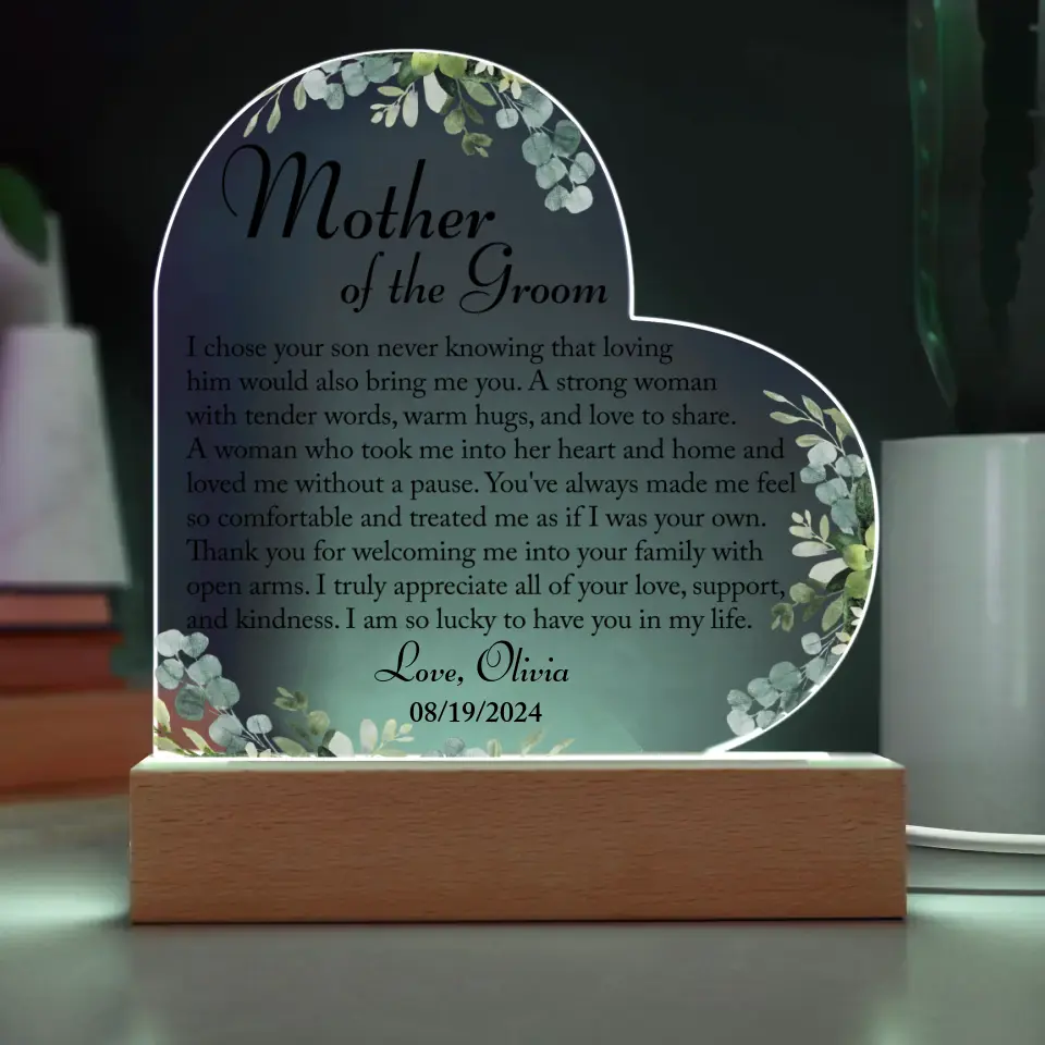 Mother of the Groom Gift, Personalized Mother of the Groom Gift Plaque, Gift from Bride - 4