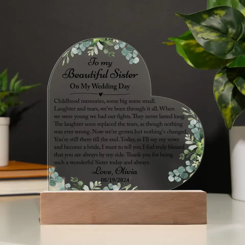 Sister Wedding Gift, Sister Maid Of Honor Gift From Bride