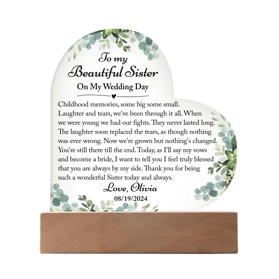 Sister Wedding Gift, Sister Maid Of Honor Gift From Bride