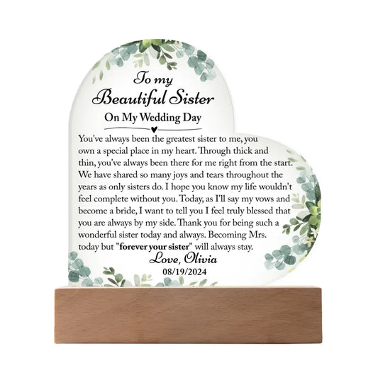 Sister Of The Bride Gifts, Sister Wedding Gift From Bride - Heart Acrylic Plaque