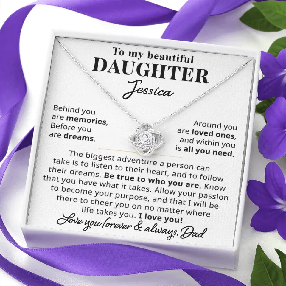 To My Beautiful Daughter - Personalized Necklace Gift Set - D12