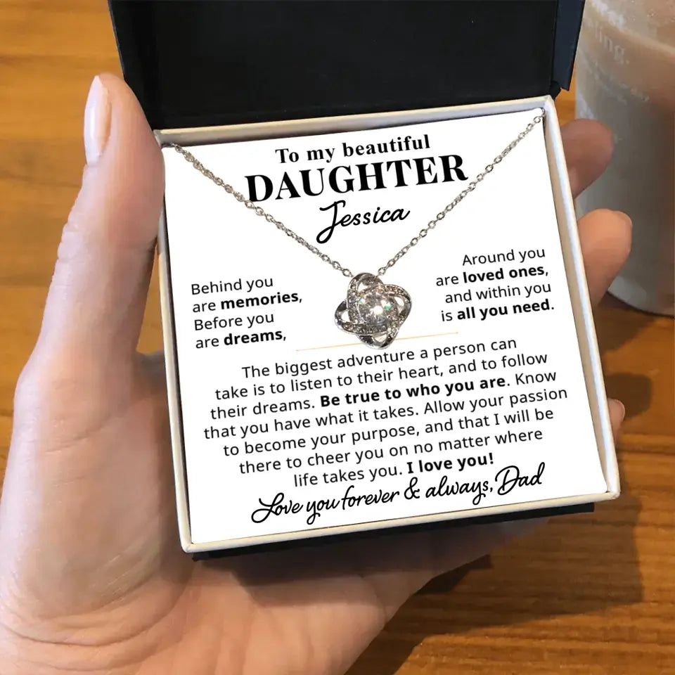 To My Beautiful Daughter - Personalized Necklace Gift Set - D12