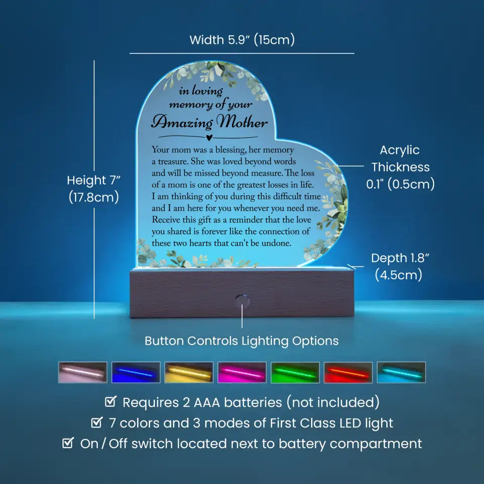 Memorial Gifts For Loss Of Mother - Heart Acrylic Plaque - A27