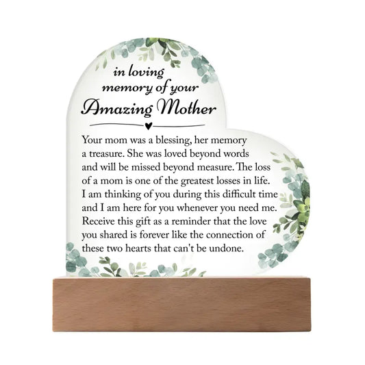 Memorial Gifts For Loss Of Mother - Heart Acrylic Plaque - A27