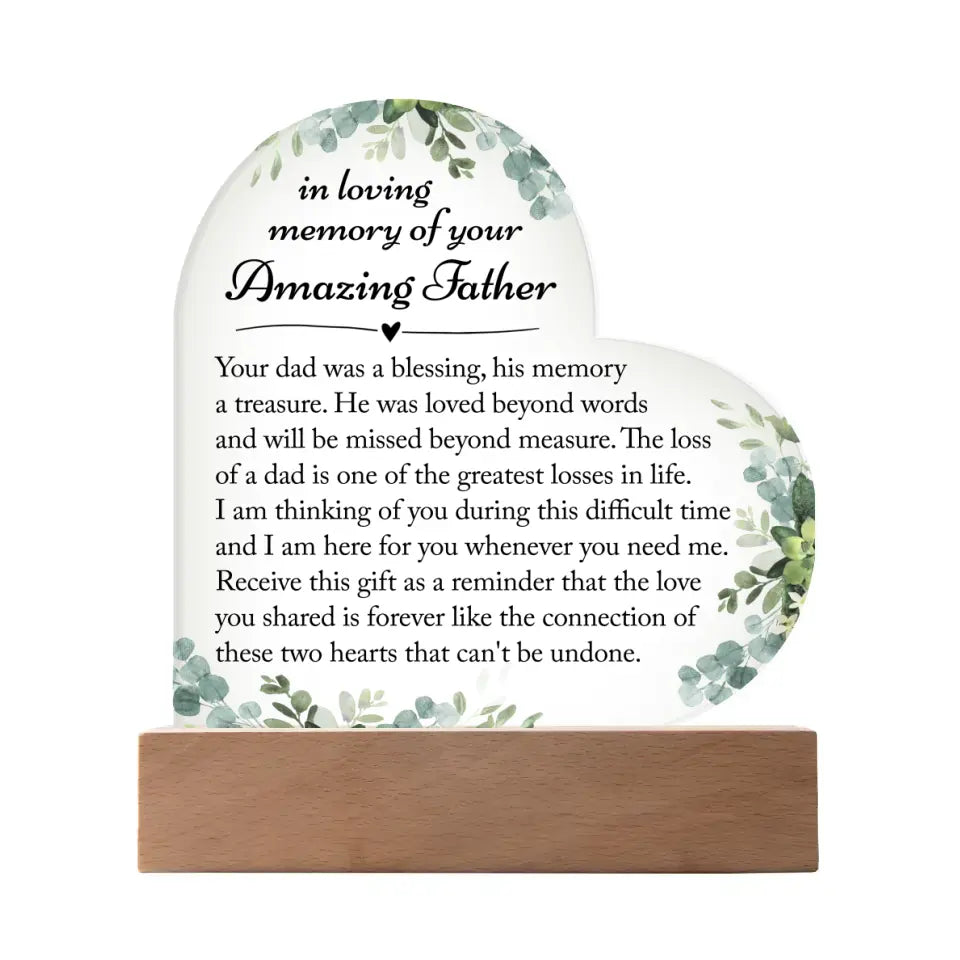 Memorial Gifts For Loss Of Father - Heart Acrylic Plaque - A28