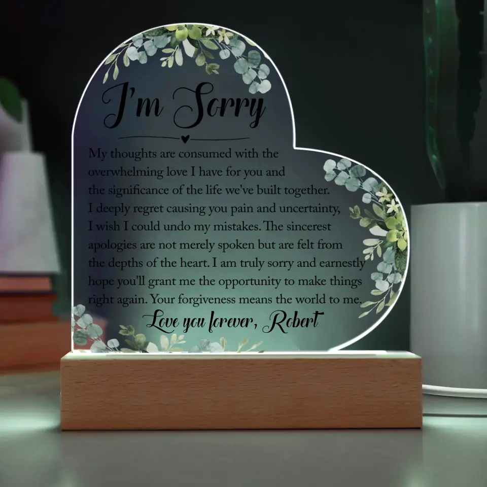 Sorry gift, Apology Gift For Her - Custom Heart Acrylic Plaque - A29