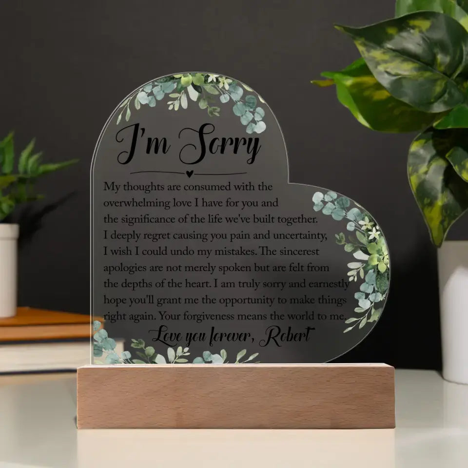 Sorry gift, Apology Gift For Her - Custom Heart Acrylic Plaque - A29