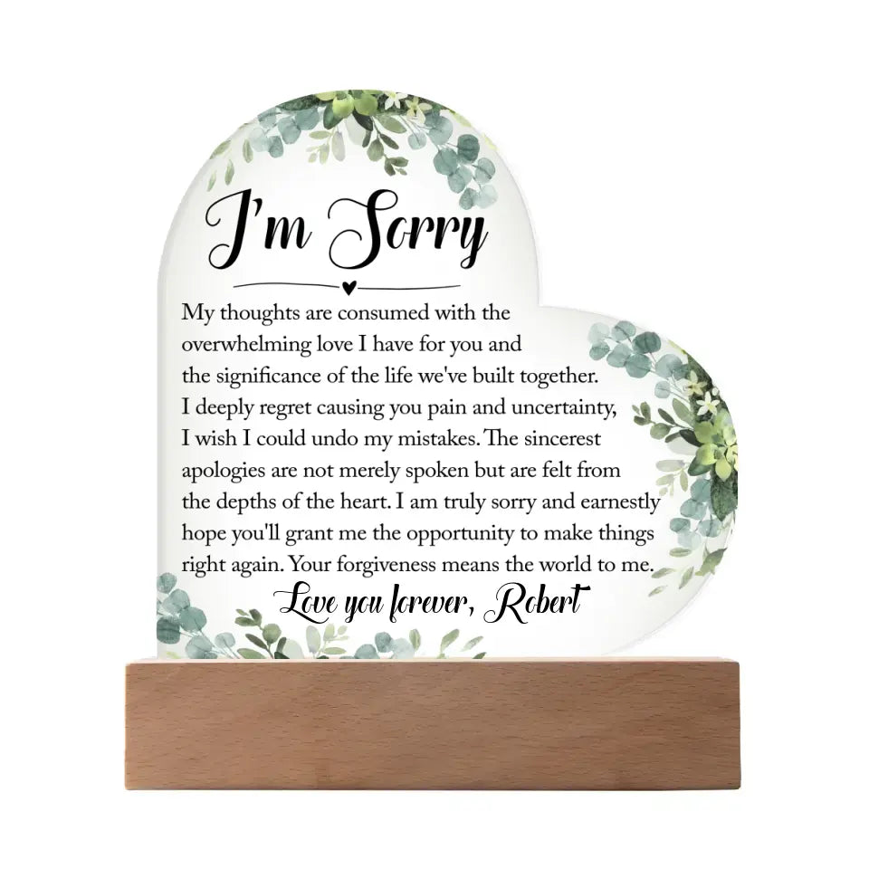 Sorry gift, Apology Gift For Her - Custom Heart Acrylic Plaque - A29