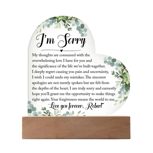 Sorry gift, Apology Gift For Her - Custom Heart Acrylic Plaque - A29