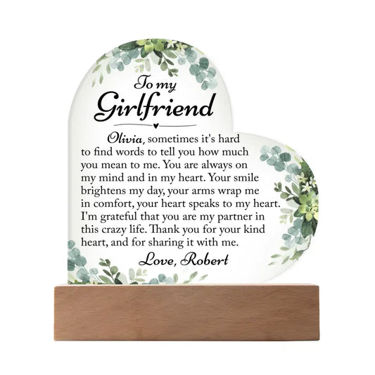 Gifts For Girlfriend - To My Girlfriend Custom Heart Acrylic Plaque - A31