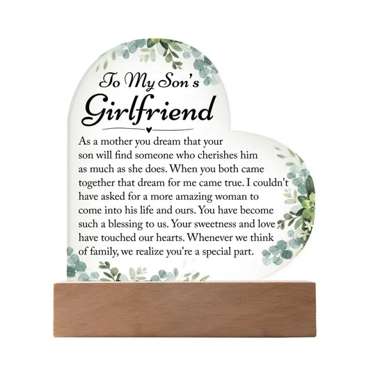 Gifts For Son's Girlfriend, Son's Girlfriend Heart Acrylic Plaque - A34