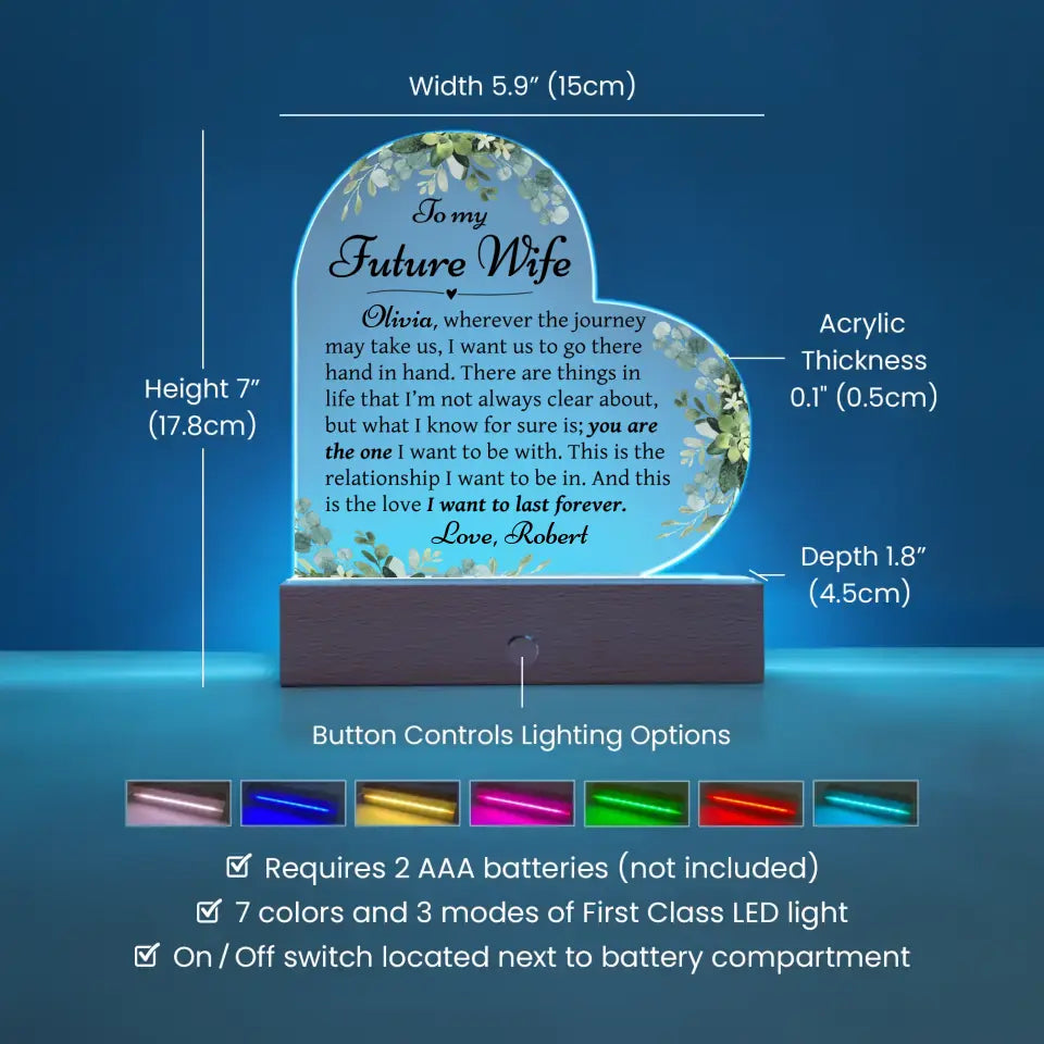 Future Wife Gift, Fiance Gift - Custom Heart Acrylic Plaque - A38