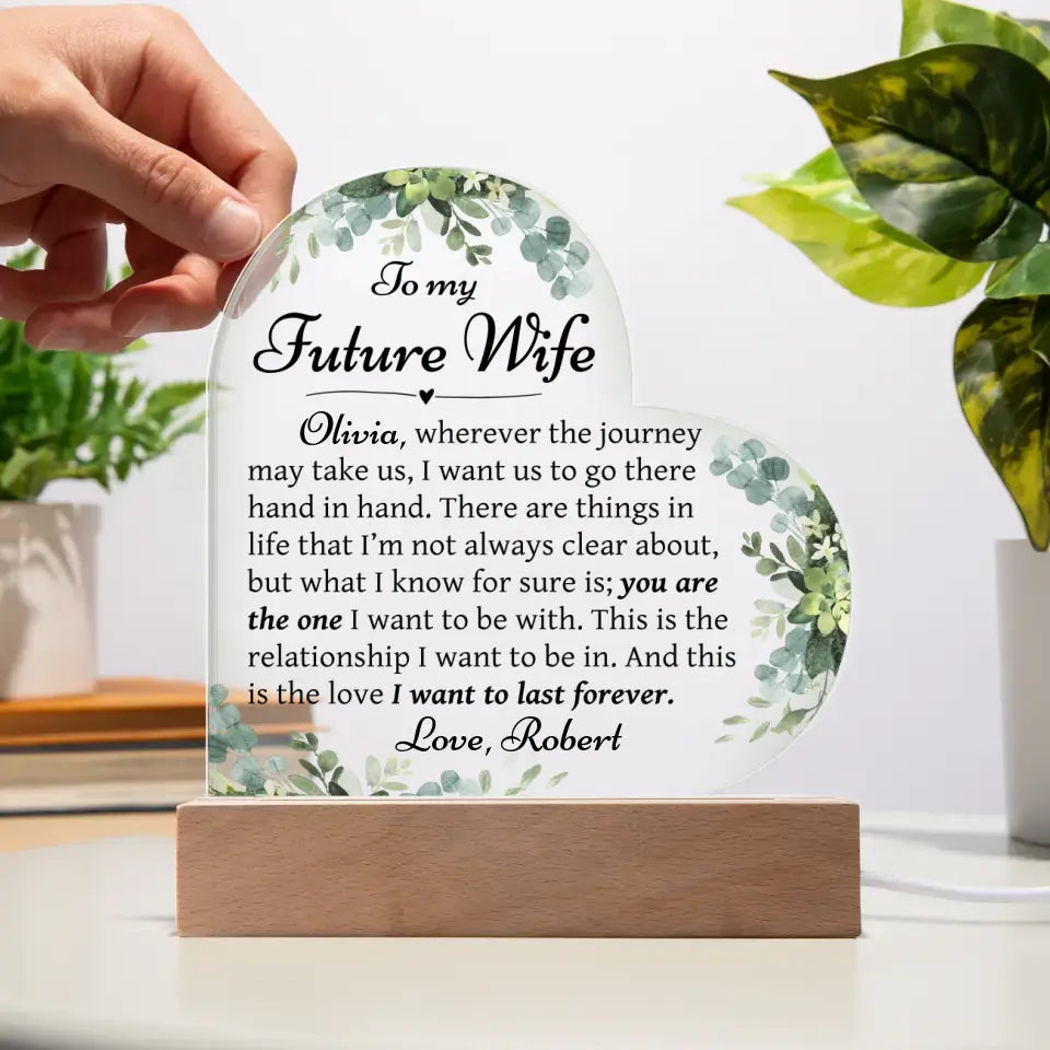 Future Wife Gift, Fiance Gift - Custom Heart Acrylic Plaque - A38