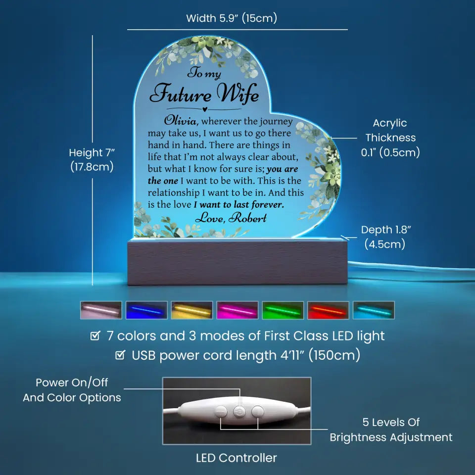Future Wife Gift, Fiance Gift - Custom Heart Acrylic Plaque - A38